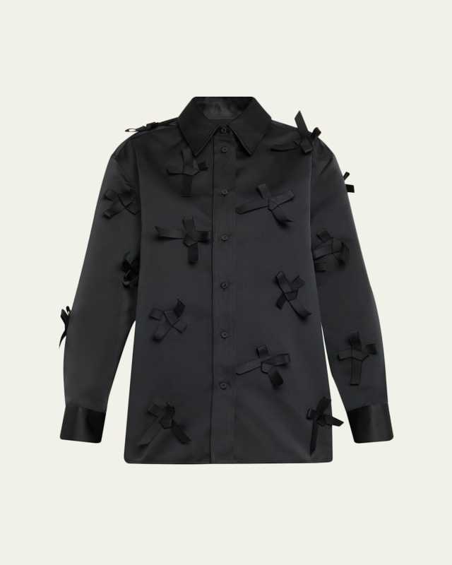 Bow Embellished Button-Down Shirt